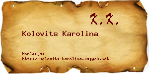 Kolovits Karolina névjegykártya